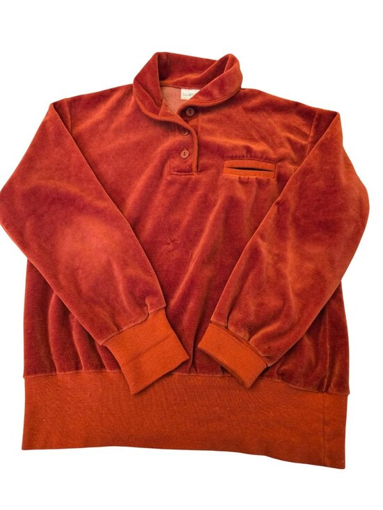 Sears JR Bazaar Tops - Vintage Sears JR Bazaar Rust Velour Pullover Sweatshirt